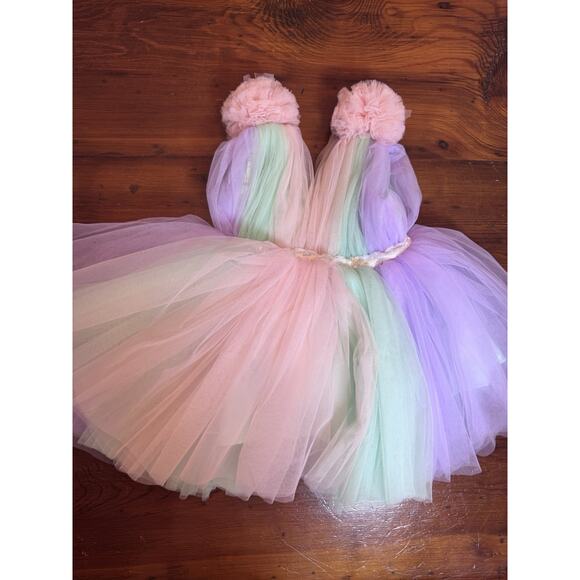 Baby Girls Tulle pom pom Unicorn Birthday Party Dress Size 1 Year - Picture 2 of 16